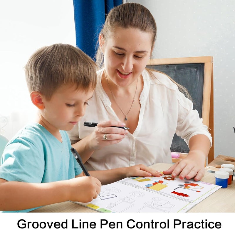 WANFRES Magic grooved writing practice book for kids age 3-5-8-10, Grooved handwriting practice for kids, Suitable for beginners to practice writing and line control. children's magic copybooks. - Image 4